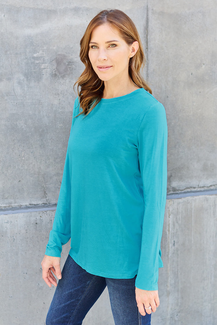 Basic Bae Full Size Round Neck Long Sleeve Top - MyEmpired