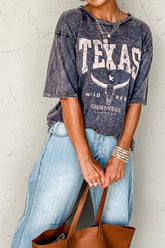 TEXAS Steer Head Graphic Mineral Wash Oversized T-Shirt - MyEmpired