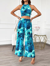 Devine Printed Halter Neck Top and Pants Set - MyEmpired
