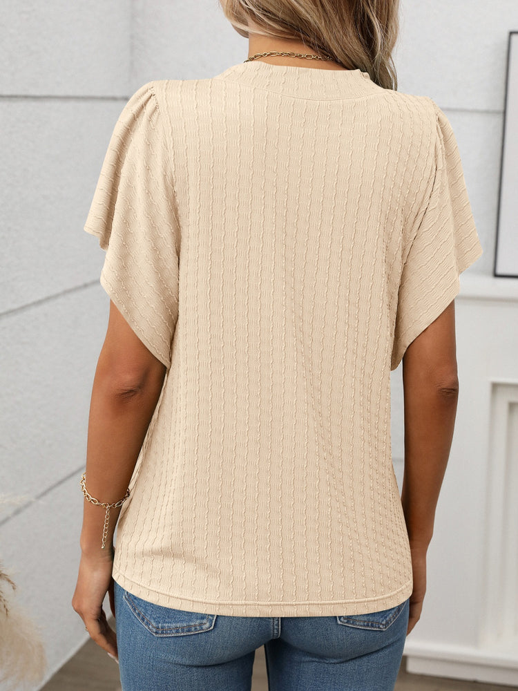 Round Neck Flutter Sleeve T-Shirt - MyEmpired