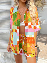 Devine Printed Collared Neck Half Sleeve Top and Shorts Set - MyEmpired