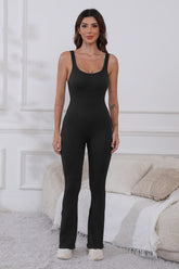 Scoop Neck Wide Strap Active Jumpsuit - MyEmpired