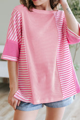 Stripe Color Block Half Sleeve T Shirt - MyEmpired