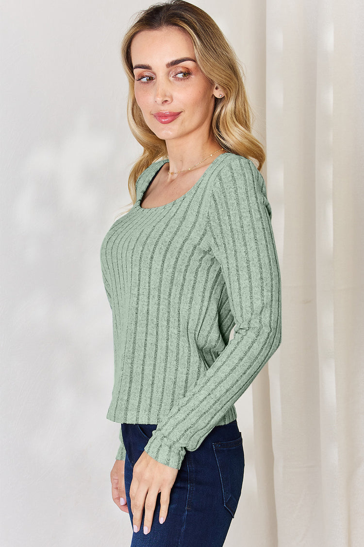 Basic Bae Full Size Ribbed Long Sleeve T-Shirt - MyEmpired