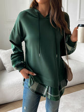 Devine Drawstring Plaid Long Sleeve Hoodie - MyEmpired