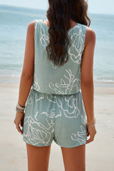 Devine Printed Cropped Tank and Shorts Set - MyEmpired