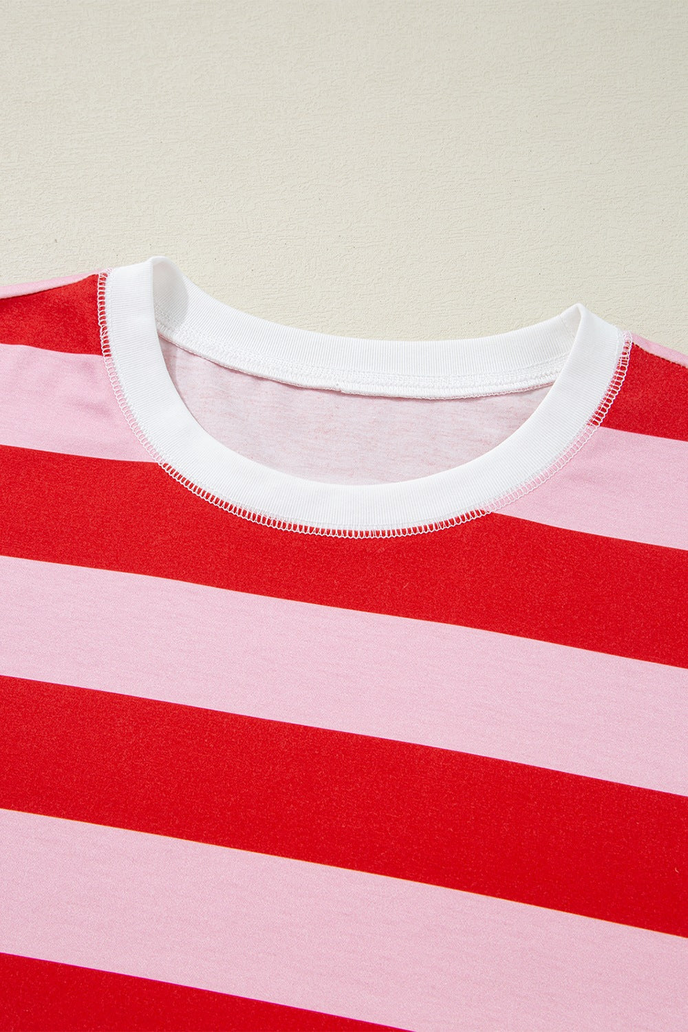 Stripe Side Slit Round Neck T-Shirt - MyEmpired