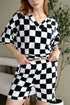 Checkerboard V Neck Loose Tee and Shorts Set - MyEmpired