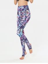 Printed Wide Waistband Active Leggings with Stirrups - MyEmpired