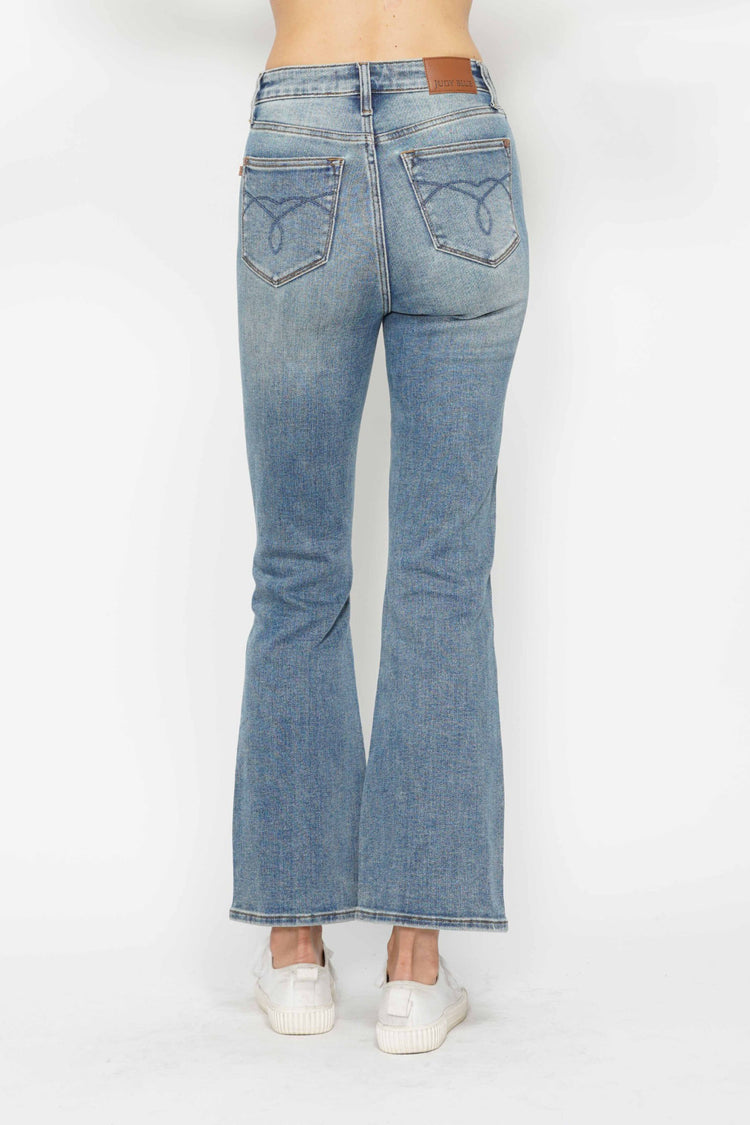 Judy Blue Full Size Tummy Control Back Embroidered Pocketed Bootcut Jeans Plus Size - MyEmpired