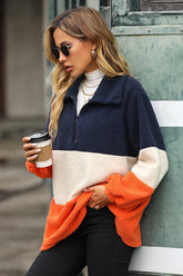 Color Block Quarter Zip Sweatshirt - MyEmpired