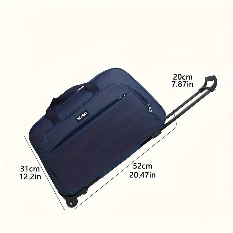 Spacious Foldable Canvas Travel Bag with Telescopic Handle - Perfect for Business Trips & Carry-On Luggage, Easy Pack Design, Available in Pink/Purple/Blue/Black - MyEmpired