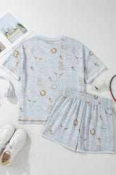 Printed T-Shirt and Elastic Waist Shorts Set - MyEmpired