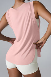 Slit Round Neck Active Tank - MyEmpired
