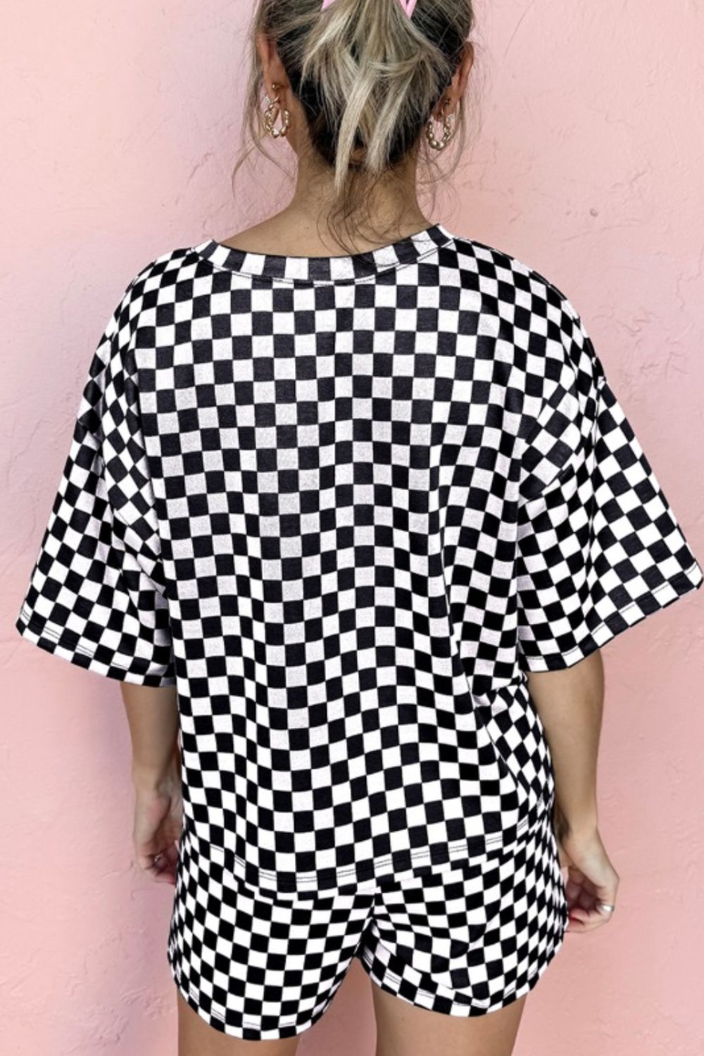 Checkered Round Neck Top and Shorts Set - MyEmpired