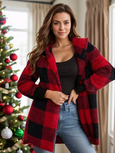 Plaid Long Sleeve Hooded Coat - MyEmpired