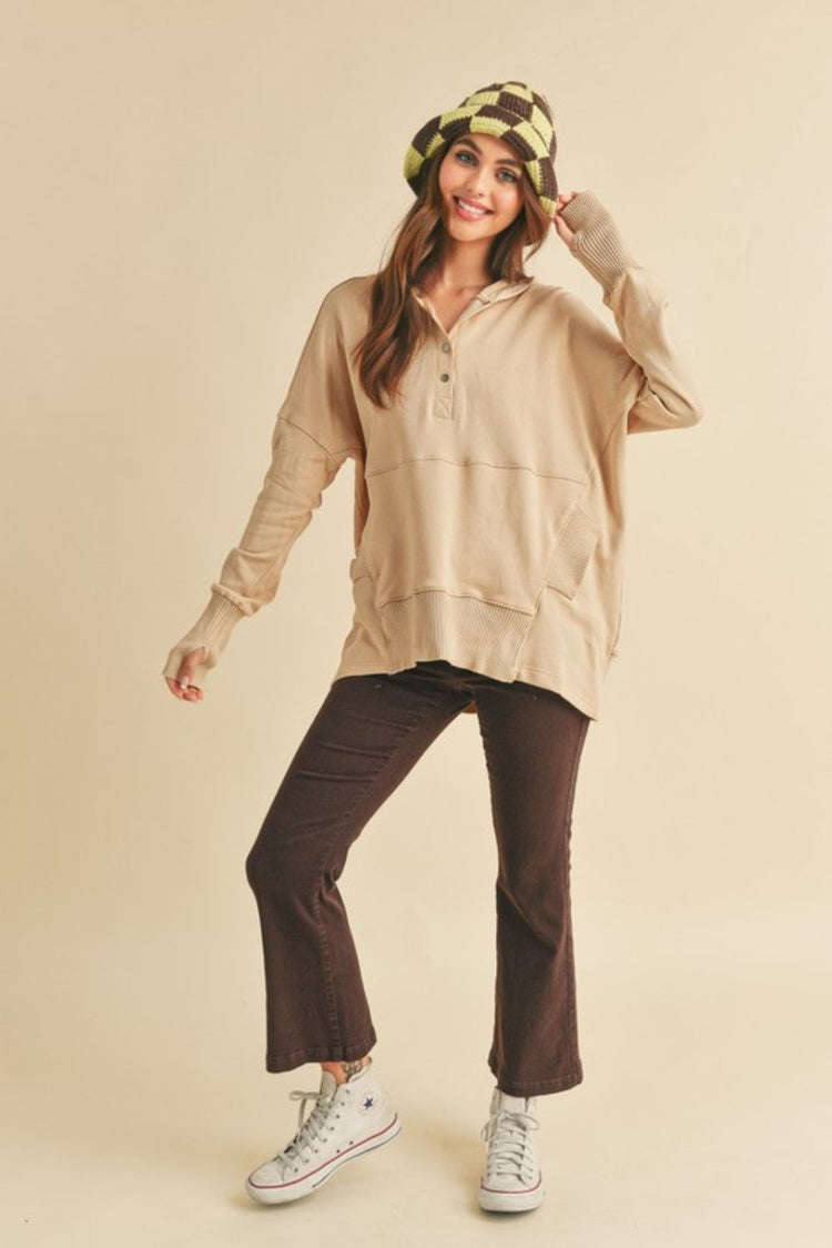 Aemi + Co Half Snap Dropped Shoulder Hoodie - MyEmpired