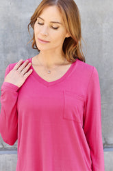 Basic Bae Full Size V-Neck Long Sleeve Top - MyEmpired