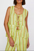 Tied Front Striped Top and Pants Set - MyEmpired
