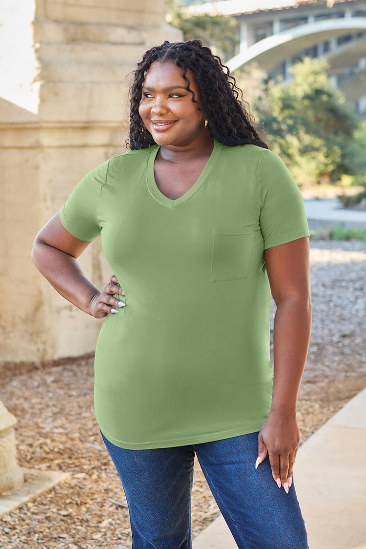 Basic Bae Bamboo Full Size V-Neck Short Sleeve T-Shirt - MyEmpired