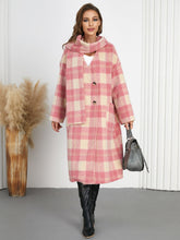 Plaid Button Up Long Sleeve Coat - MyEmpired