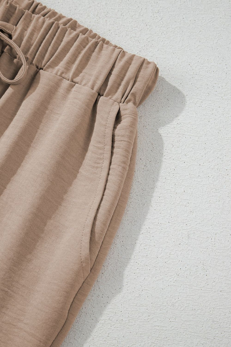 Button Down Vest and Drawstring Wide Leg Pants Set - MyEmpired