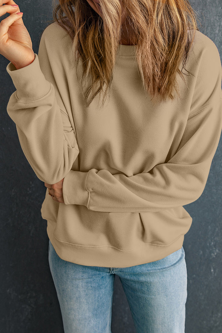 Round Neck Dropped Shoulder Sweatshirt - MyEmpired