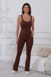 Scoop Neck Wide Strap Active Jumpsuit - MyEmpired