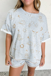 Printed T-Shirt and Elastic Waist Shorts Set - MyEmpired