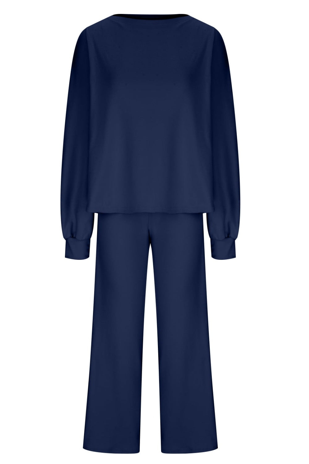 Round Neck Long Sleeve Top and Pants Set - MyEmpired