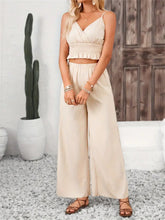 Smocked Surplice Cami and Wide Leg Pants Set - MyEmpired