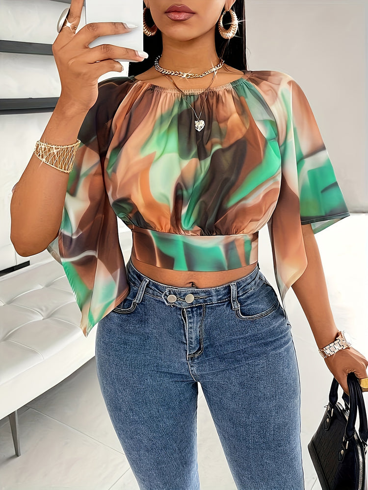 Abstract Print Off-shoulder Blouse - MyEmpired