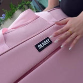 Spacious Foldable Canvas Travel Bag with Telescopic Handle - Perfect for Business Trips & Carry-On Luggage, Easy Pack Design, Available in Pink/Purple/Blue/Black - MyEmpired