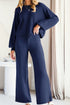 Round Neck Long Sleeve Top and Pants Set - MyEmpired