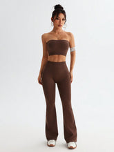 Tube Top and High Waist Flare Pants Active Set - MyEmpired