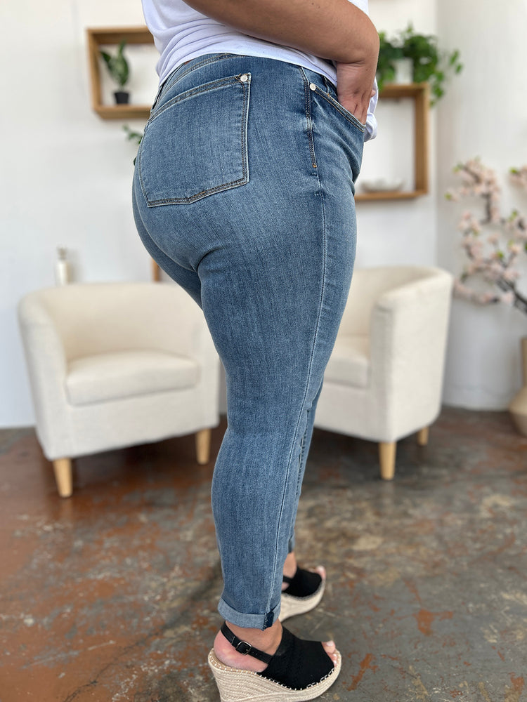 Judy Blue Full Size Cuffed Hem Slim Jeans - MyEmpired
