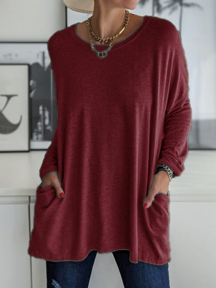 Full Size Round Neck Long Sleeve T-Shirt - MyEmpired
