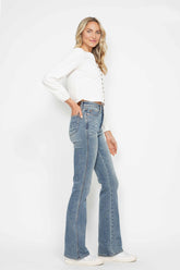 Judy Blue Full Size Tummy Control Back Embroidered Pocketed Bootcut Jeans Plus Size - MyEmpired