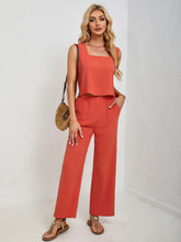 Square Neck Tank and Wide Leg Pants Set - MyEmpired