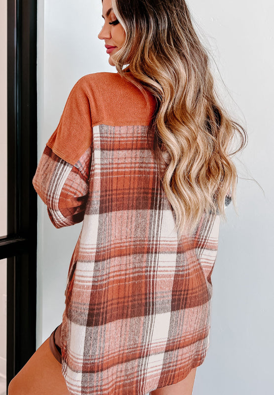 Plaid Button Up Long Sleeve Jacket - MyEmpired