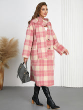 Plaid Button Up Long Sleeve Coat - MyEmpired