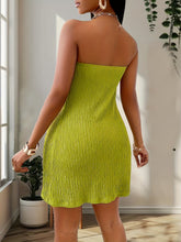 Elegant Textured Solid Two Piece Set, Split Ruched Tube Top & High Waist Skinny Shorts Outfits, Women&