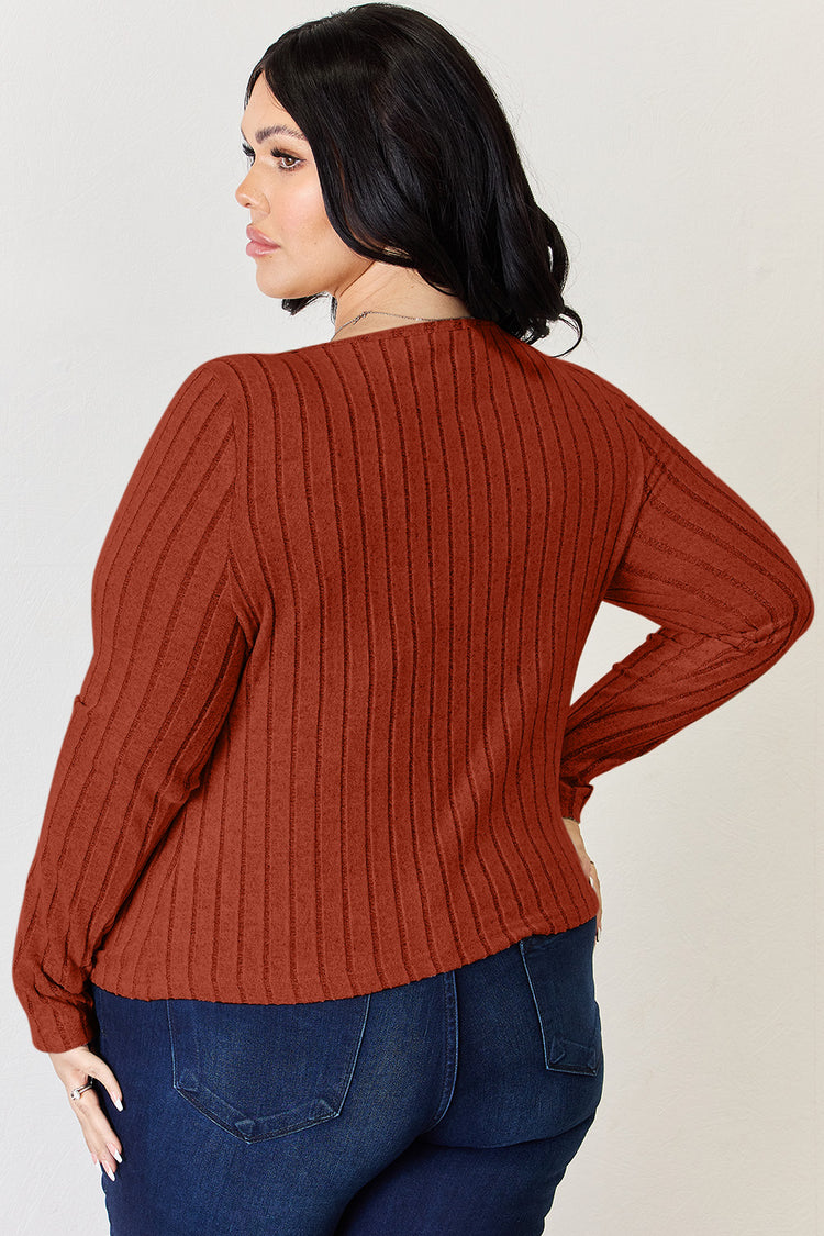 Basic Bae Full Size Ribbed Long Sleeve T-Shirt - MyEmpired
