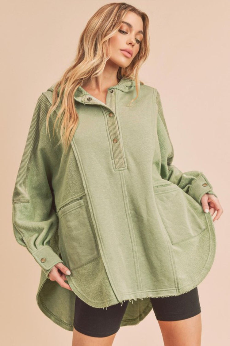 Aemi + Co Slit Half Snap Oversize Hoodie - MyEmpired
