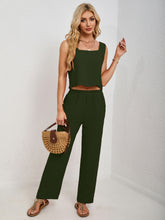 Square Neck Tank and Wide Leg Pants Set - MyEmpired