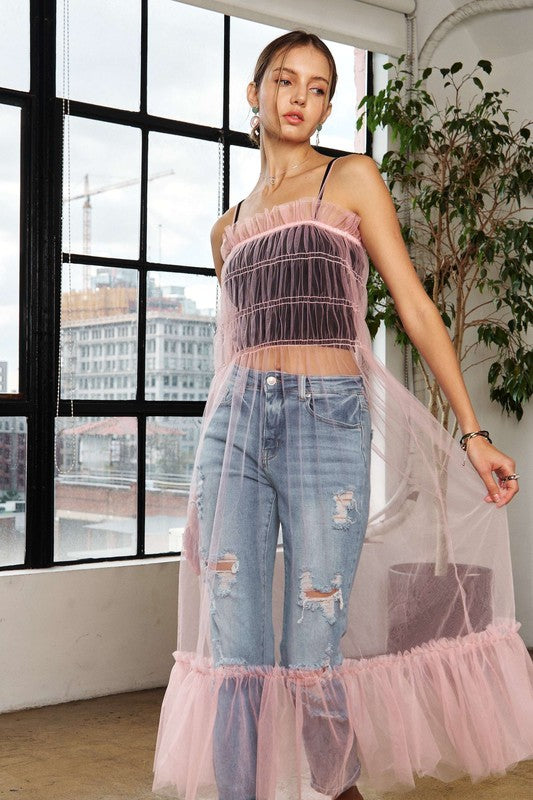 ADORA Ruffled Mesh Cover Up Dress - MyEmpired