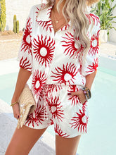 Devine Printed Collared Neck Half Sleeve Top and Shorts Set - MyEmpired