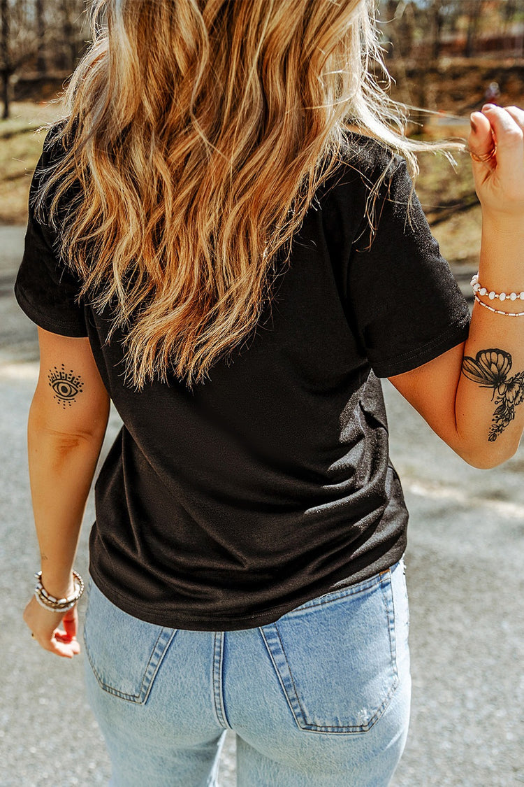 MAMA Rhinestone Letter Round Neck T-Shirt - MyEmpired
