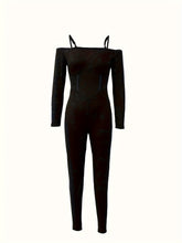 Sequin Skinny Leg Jumpsuit, Sexy Long Sleeve Jumpsuit For Spring & Fall, Women&