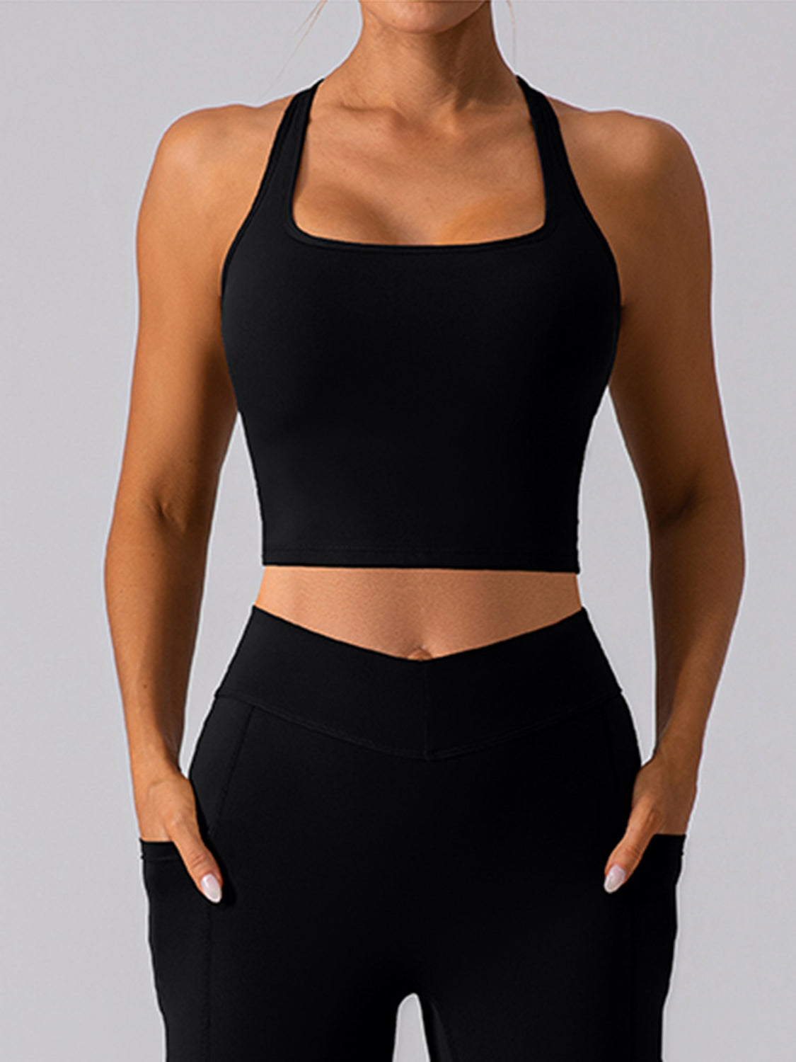 Square Neck Racerback Cropped Tank - MyEmpired